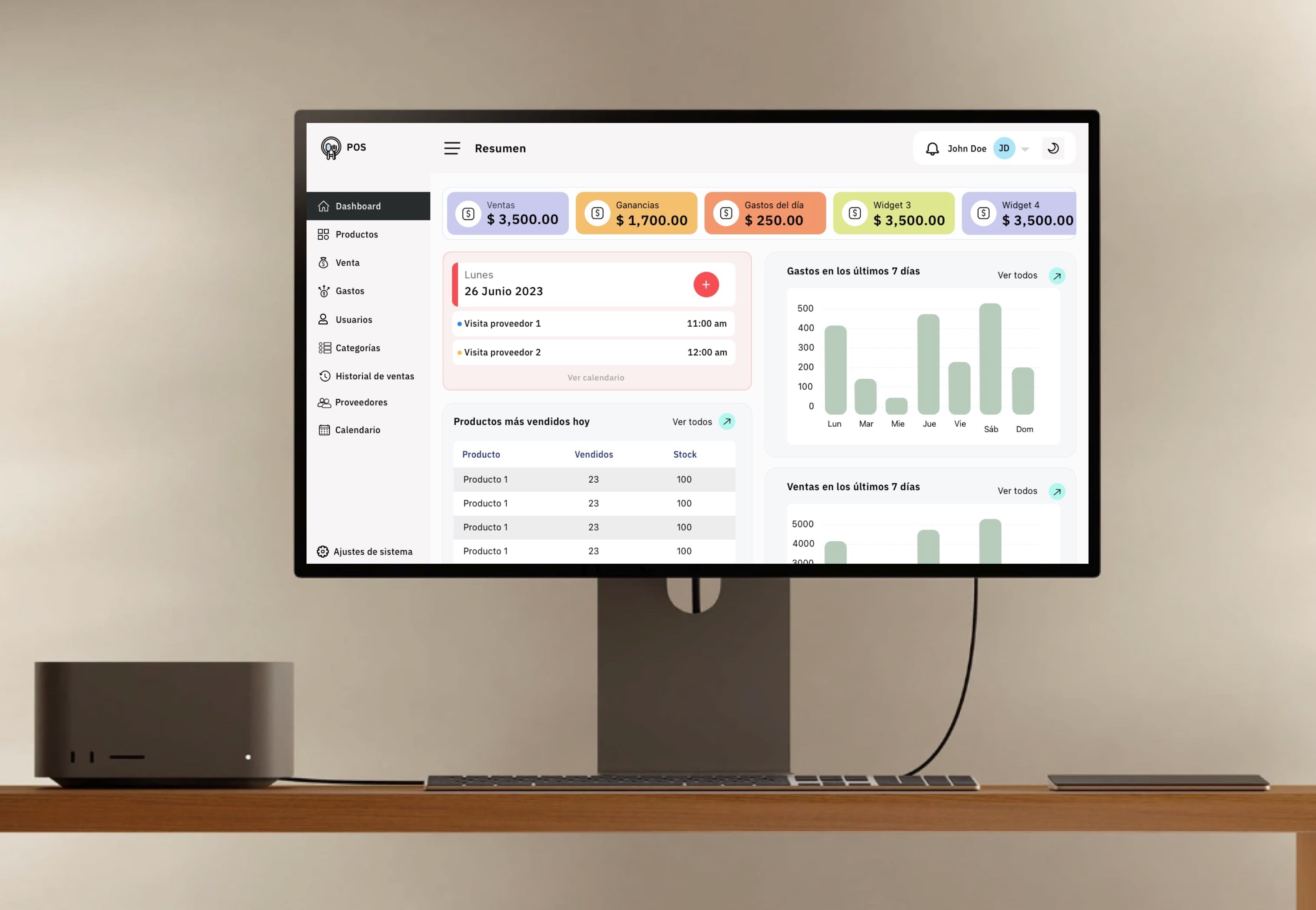 Bocetos iniciales del punto de venta en tablet